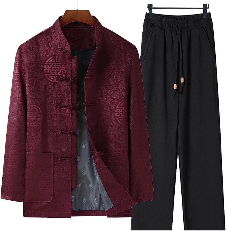 メンズの長袖チャイナスーツ