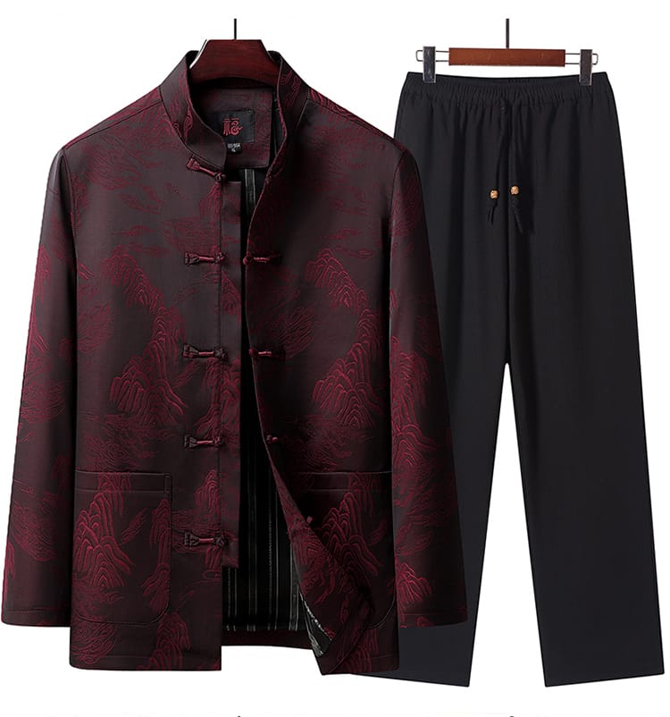 メンズの長袖チャイナスーツ