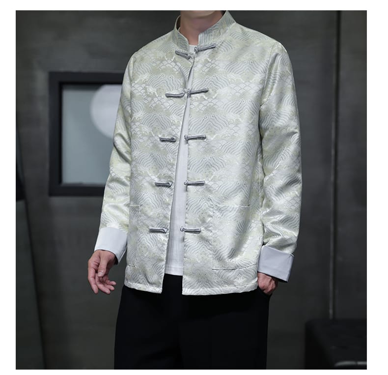 "メンズの中国ャガード織長袖ジャケット