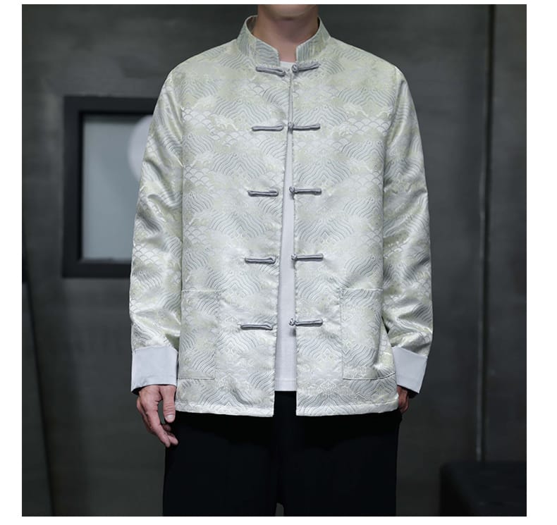 メンズのチャイナ風風景柄長袖ジャケット