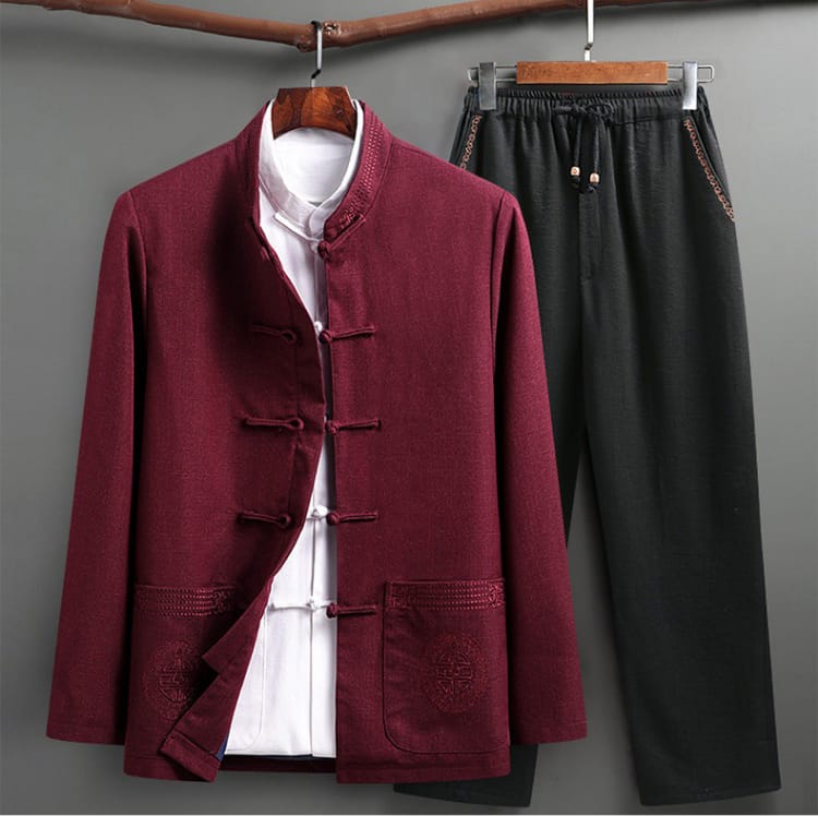 メンズの長袖チャイナスーツ