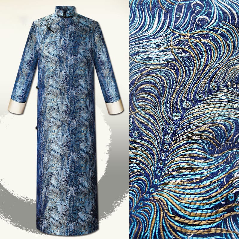 海水の波紋を表現した高級サテン生地のチャンパオ