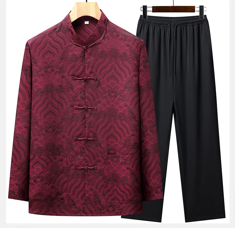 ジャガード織りのチャイナスーツ