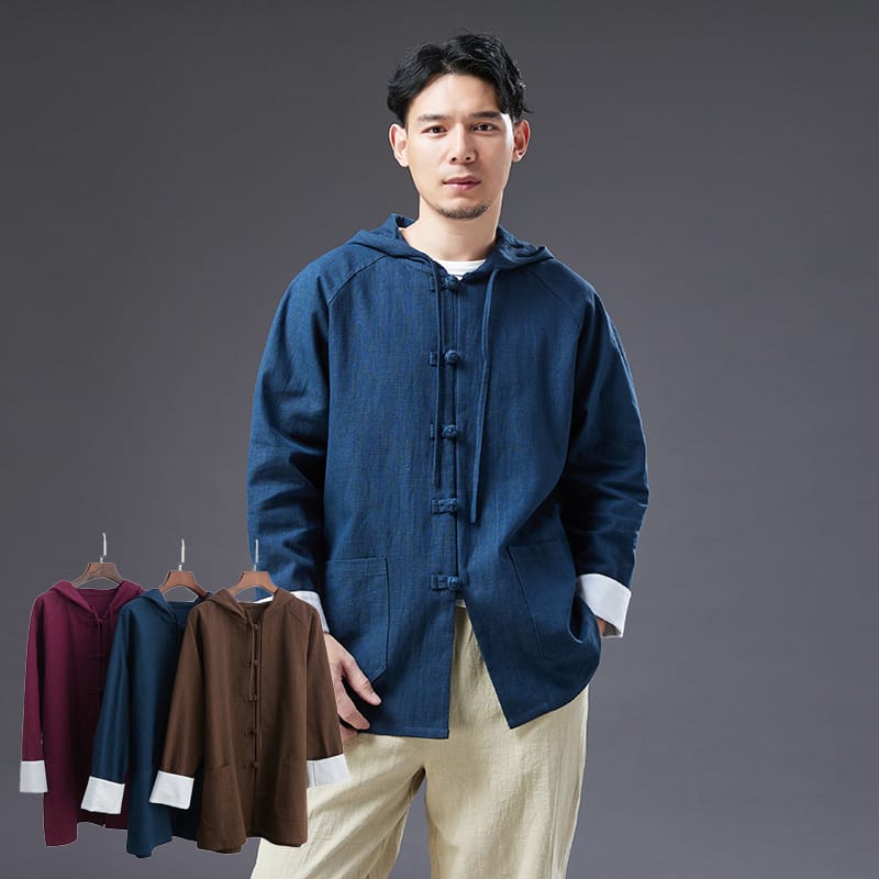 ラミーを使用した中国風ジャケット。厚さが適度で春や秋に最適