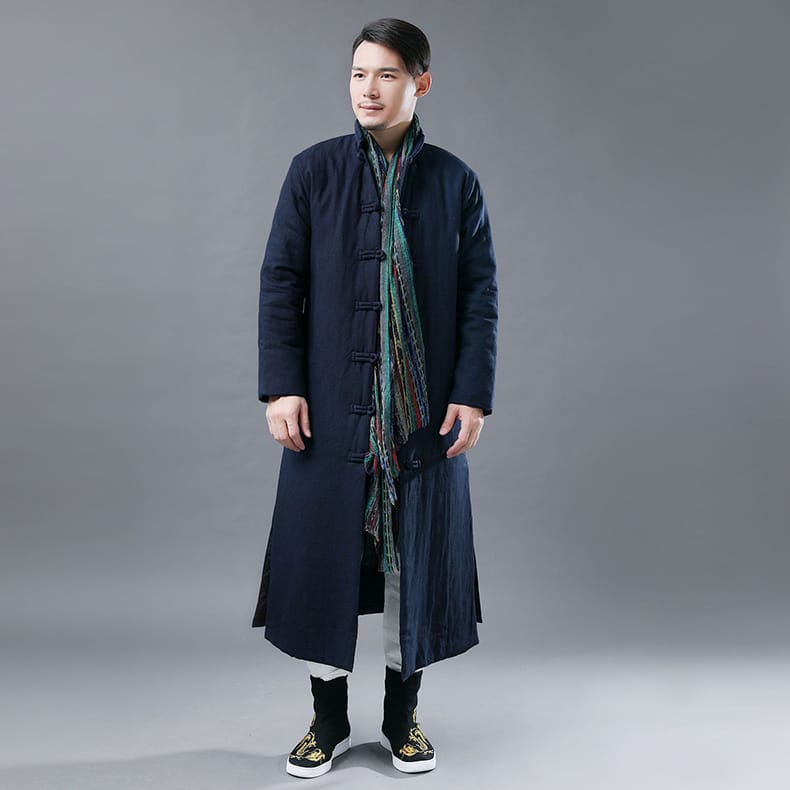 男性用の中綿入り中華風コート