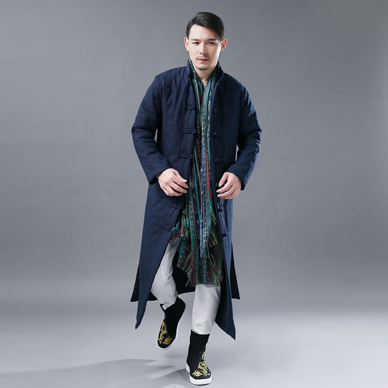 メンズの丈長チャイナ服