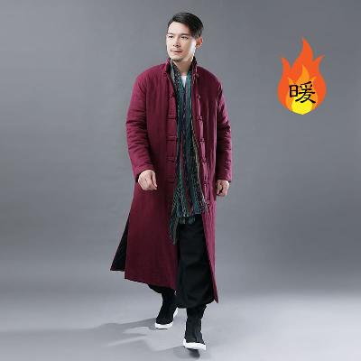 中綿入り長丈コート。レトロな中華風ファッションを楽しめる一着