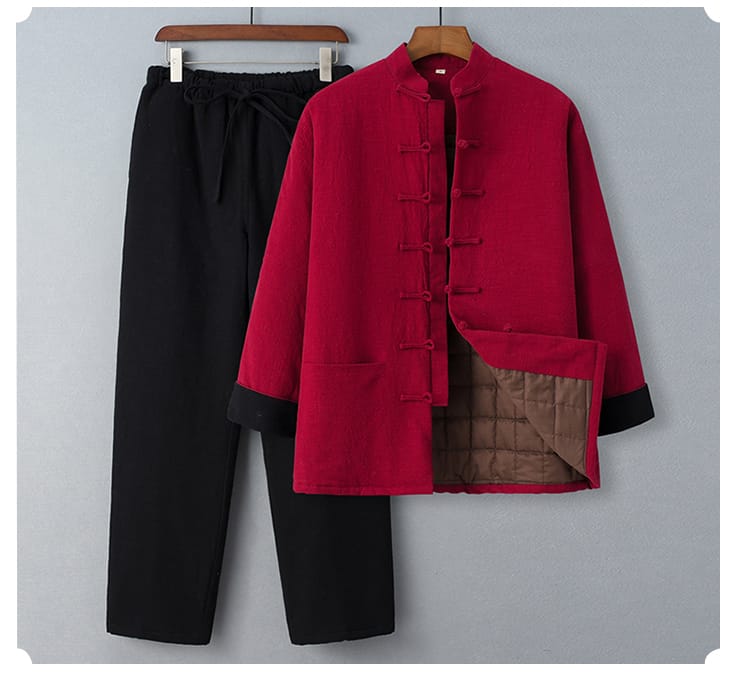 メンズの中綿中華風スーツ