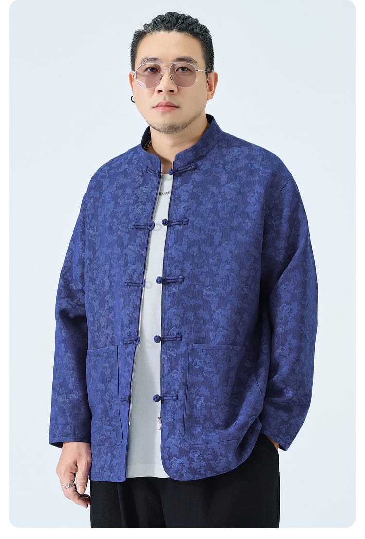 大きいサイズの中華風ジャガードジャケット