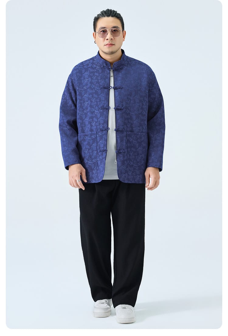 大きいサイズの中華風ジャガードジャケット