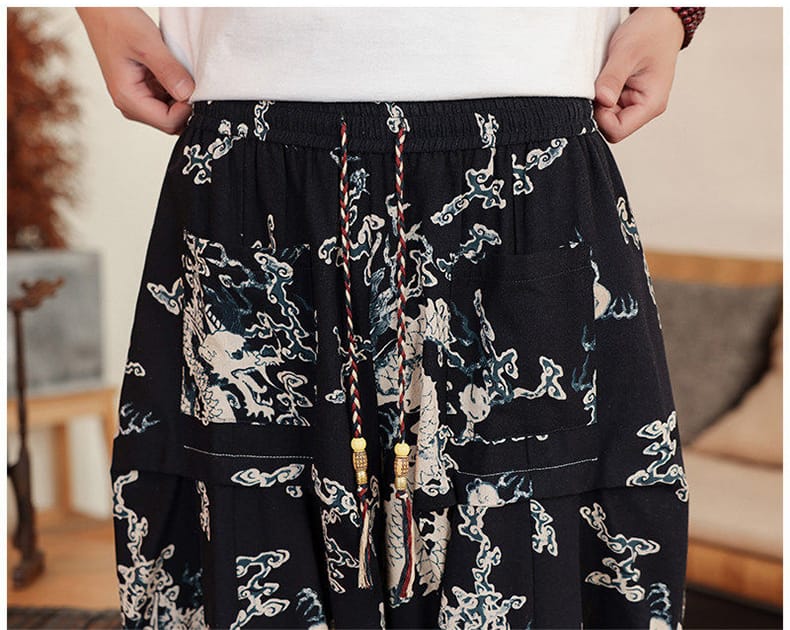 メンズの中国風バルーンパンツ