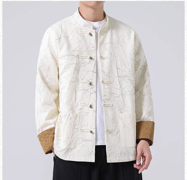 男性用のチャイナ風ひび割れ模様ャケット