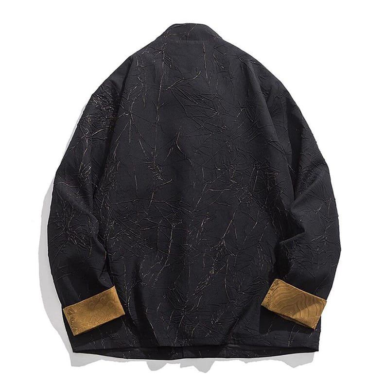 男性用のテクスチャ生地チャイナジャケット