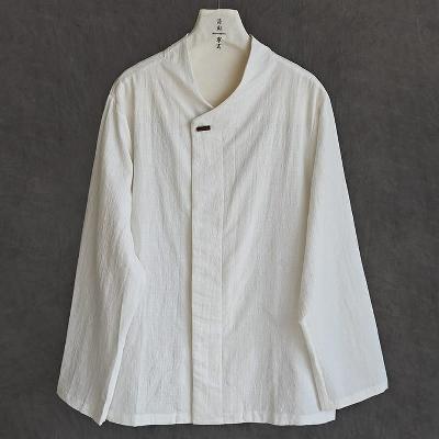 コットンリネン素材のシャツ。ジャカード織りの生地が上品