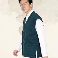 がっちり体型、肥満体型向けの中国風ロングノースリーブベストです。