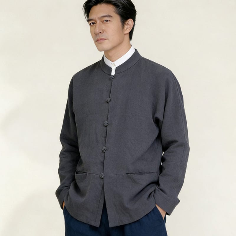 通気性に優れた綿麻ジャケット 。春秋シーズン向けの唐装スタイル。