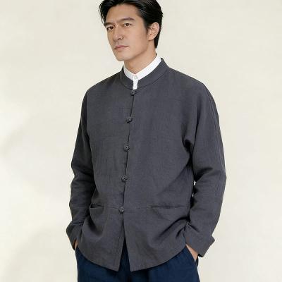 通気性に優れた綿麻ジャケット 。春秋シーズン向けの唐装スタイル。