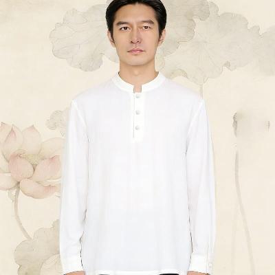 レトロな漢服風スタイルのTシャツ。通気性に優れた薄手の長袖Tシャツ