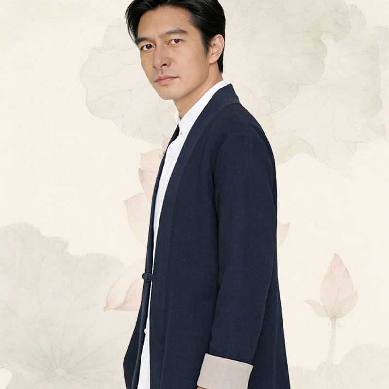 ミニマルなデザインの漢服ローブ。古風なスタイルで穏やかで威厳