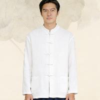 通気性に優れた綿麻シャツ。伝統的な唐装スタイル。シンプルで上品なアイテム。