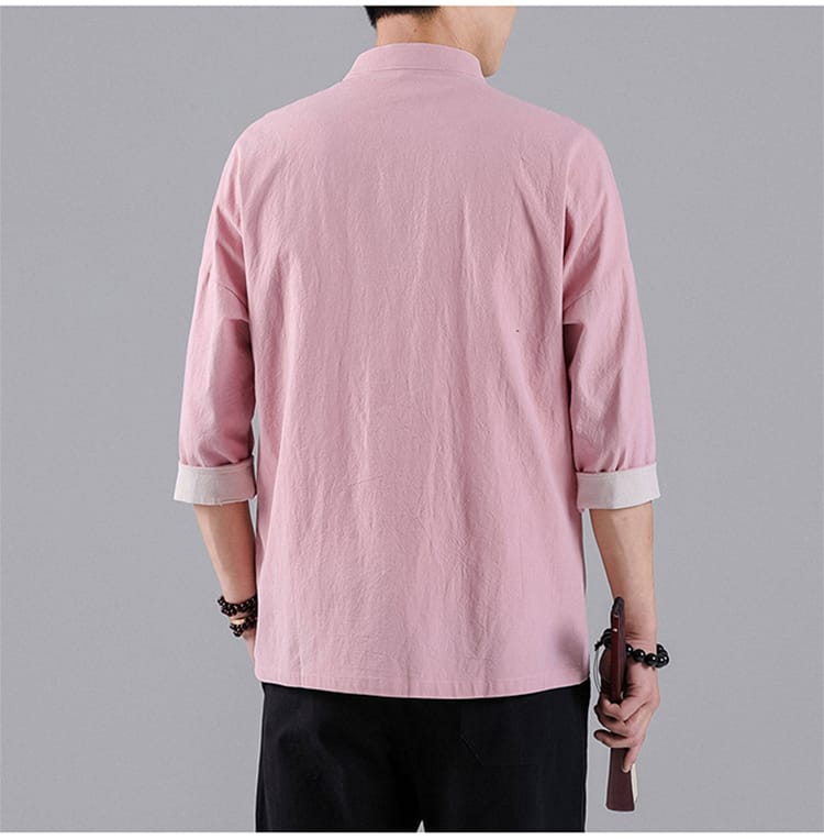 ピンク男性用のチャイナシャツ