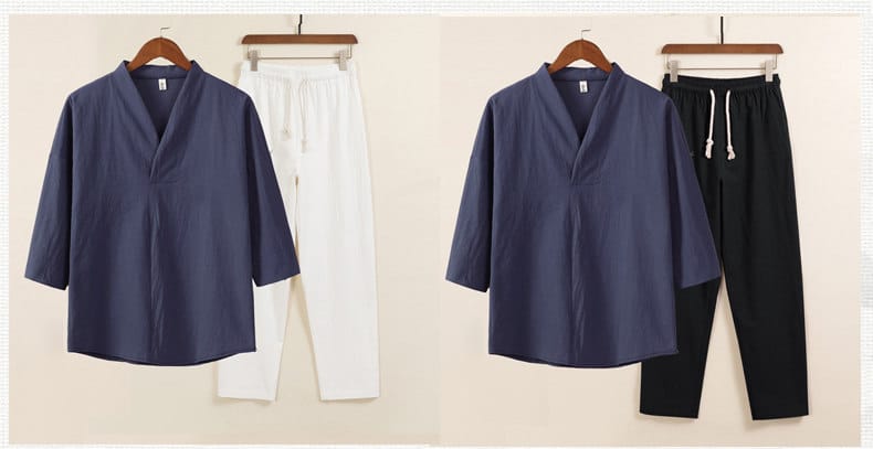 メンズの中国風カットソースーツ