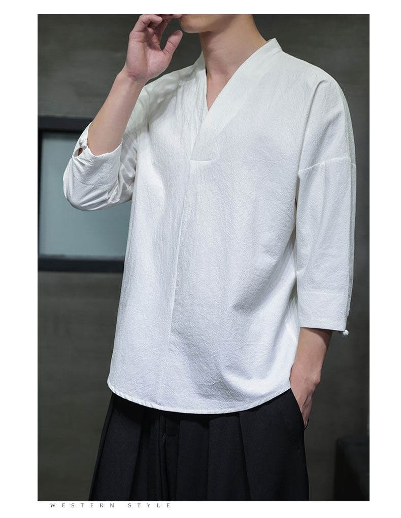 メンズのチャイナ7分袖シャツ