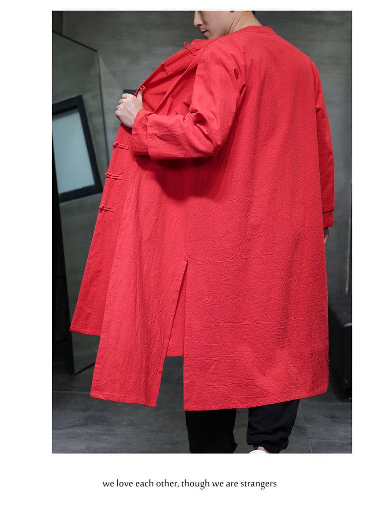 メンズのチャイナボタンのコート