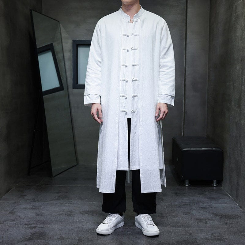 綿麻を使用したロング丈ローブ。施術ユニフォームとしても最適