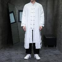 清涼感のある綿麻を使用したロング丈ローブ。各種施術ユニフォームとして最適。