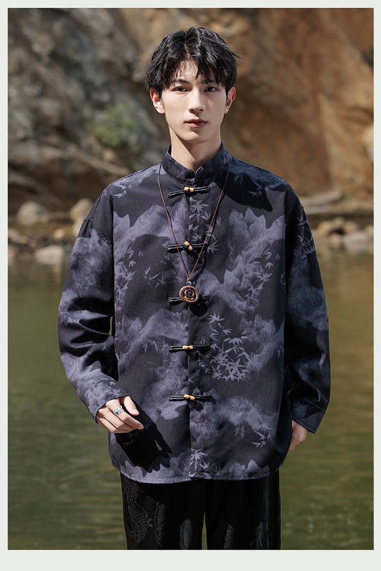 メンズの中国民族衣装のシャツ