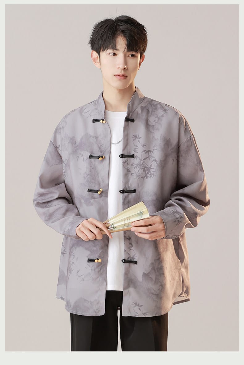 男性用のチャイナ風カジュアルシャツ