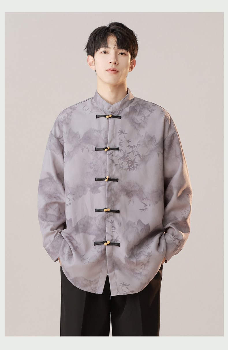 メンズのチャイナ風カジュアルシャツ
