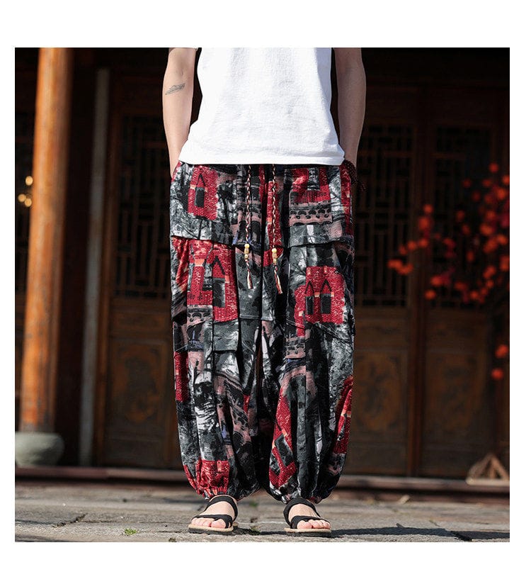 メンズのカンフーランタンパンツ