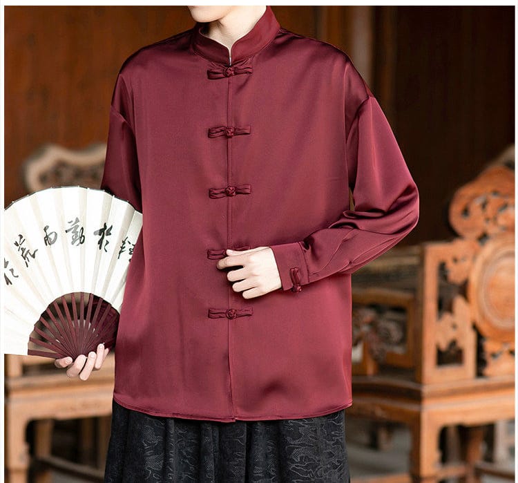 メンズのチャイナ立ち襟シャツ