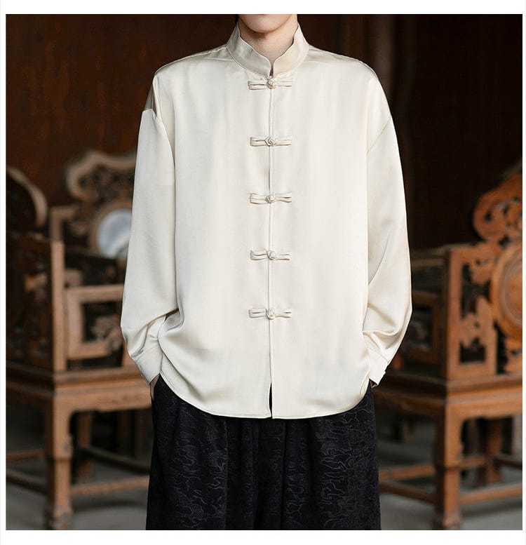 男性用のチャイナ風カジュアルシャツ