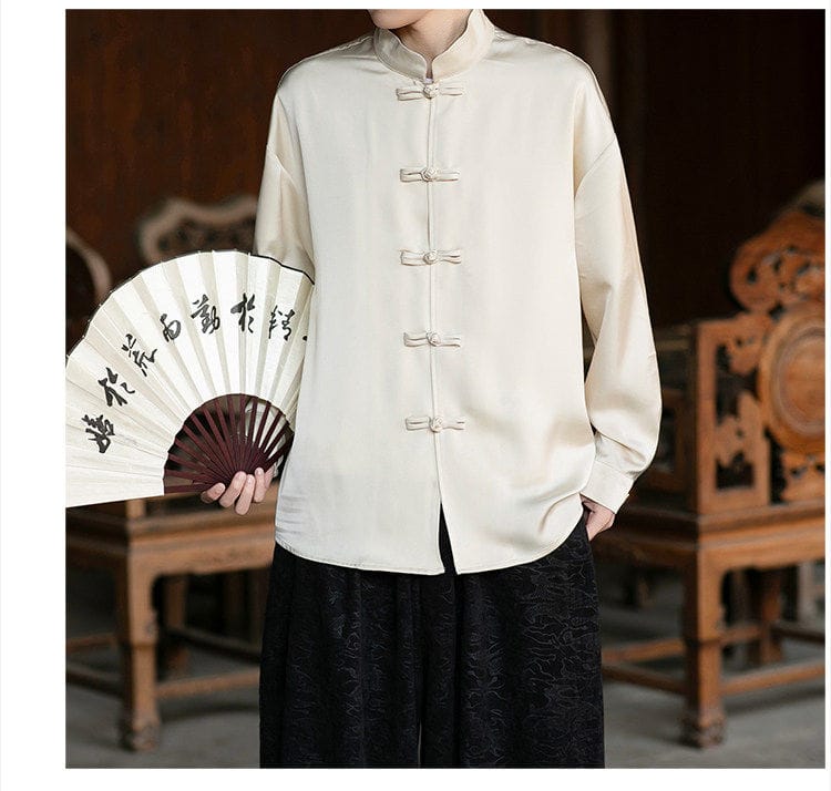 男性用のチャイナ風カジュアルシャツ