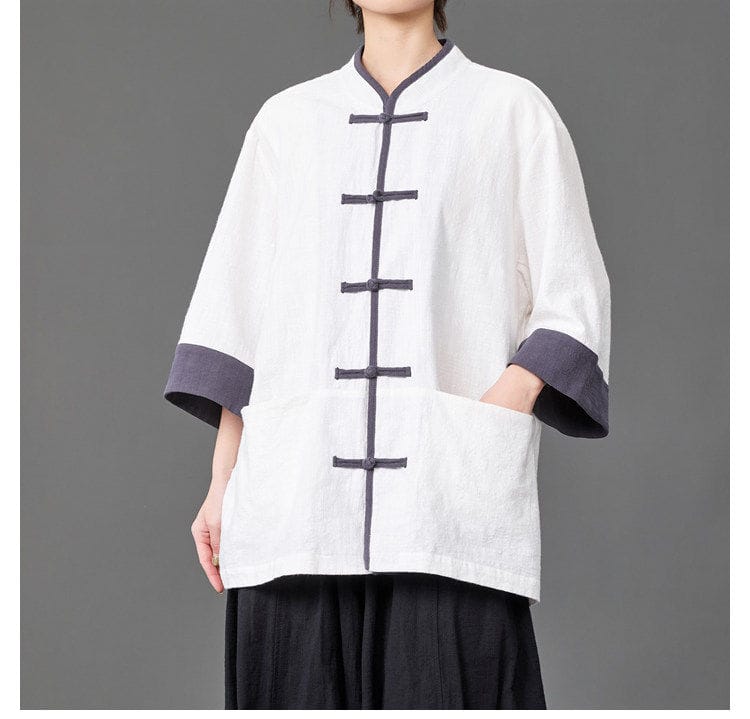 メンズのチャイナボタンのシャツ