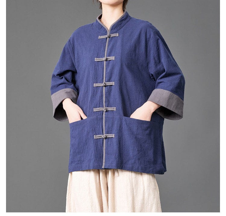 メンズのチャイナ立ち襟シャツ"