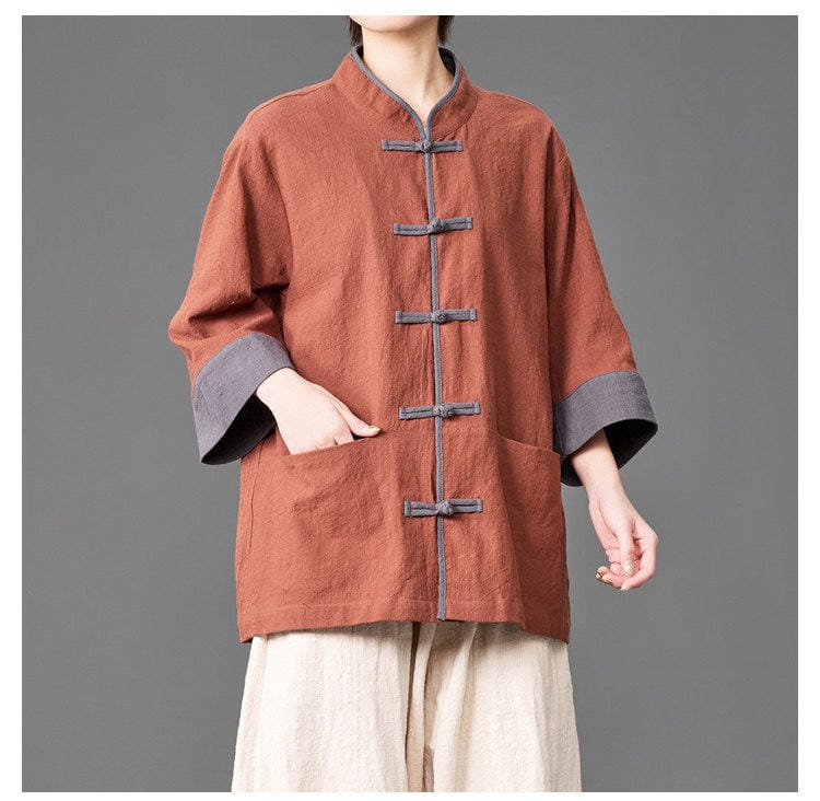 男性用のチャイナ風カジュアルシャツ